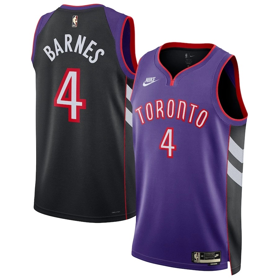 Men Toronto Raptors #4 Barnes Purple Season Throwback Nike 2025 NBA Jersey->golden state warriors->NBA Jersey